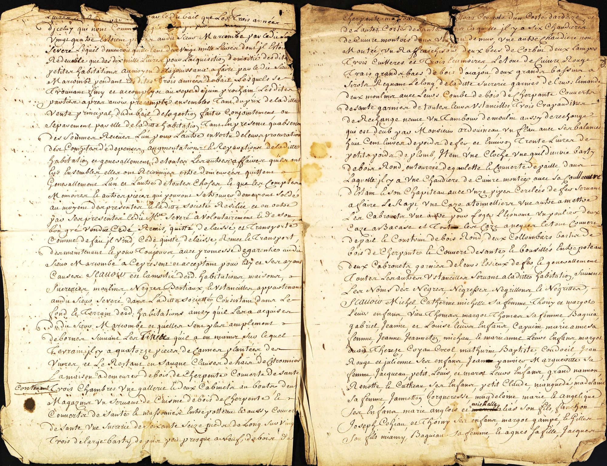 Acte de vente d'une habitation à Léogane sur l'île de Saint-Domingue, 1727, page 2 - F 429 (AD 71)