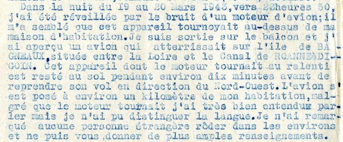 Extrait du rapport de gendarmerie du 20 mars 1943