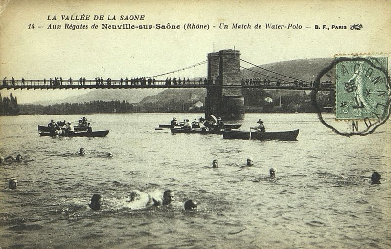 Match de Water-Polo dans la Saône, carte postale (20 Fi 1207, circulation 1904)