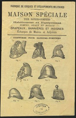 Catalogue d'uniformes et accessoires pour les sapeurs-pompiers (J 785, 19ème siècle) Page 1/5