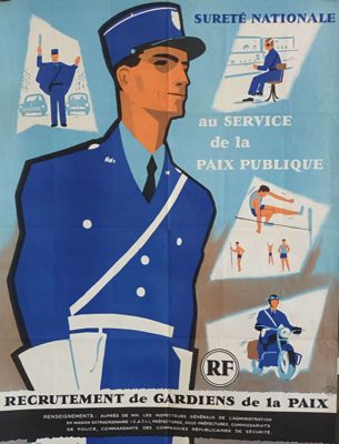 Affiche pour le recrutement des gardiens de la paix (8 Fi 1605, vers 1950)