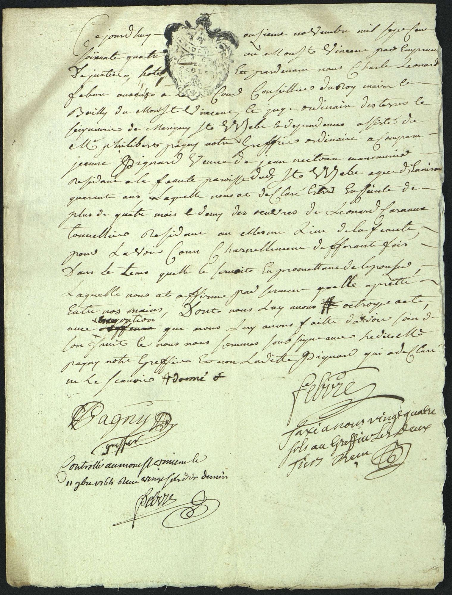 Déclaration de grossesse (B 784, 1764)