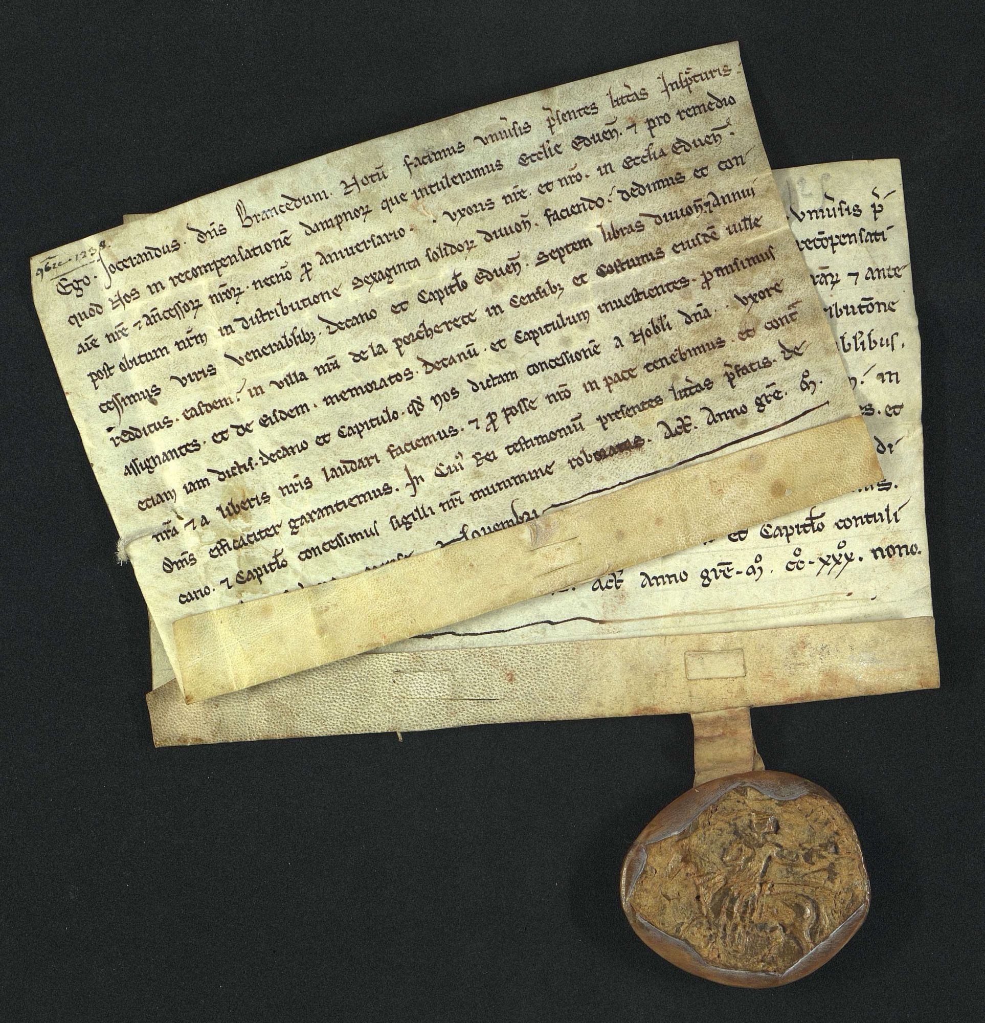 Sceau équestre de Marguerite, dame de Brancion (5 G 62/28, 1238 et 1239)