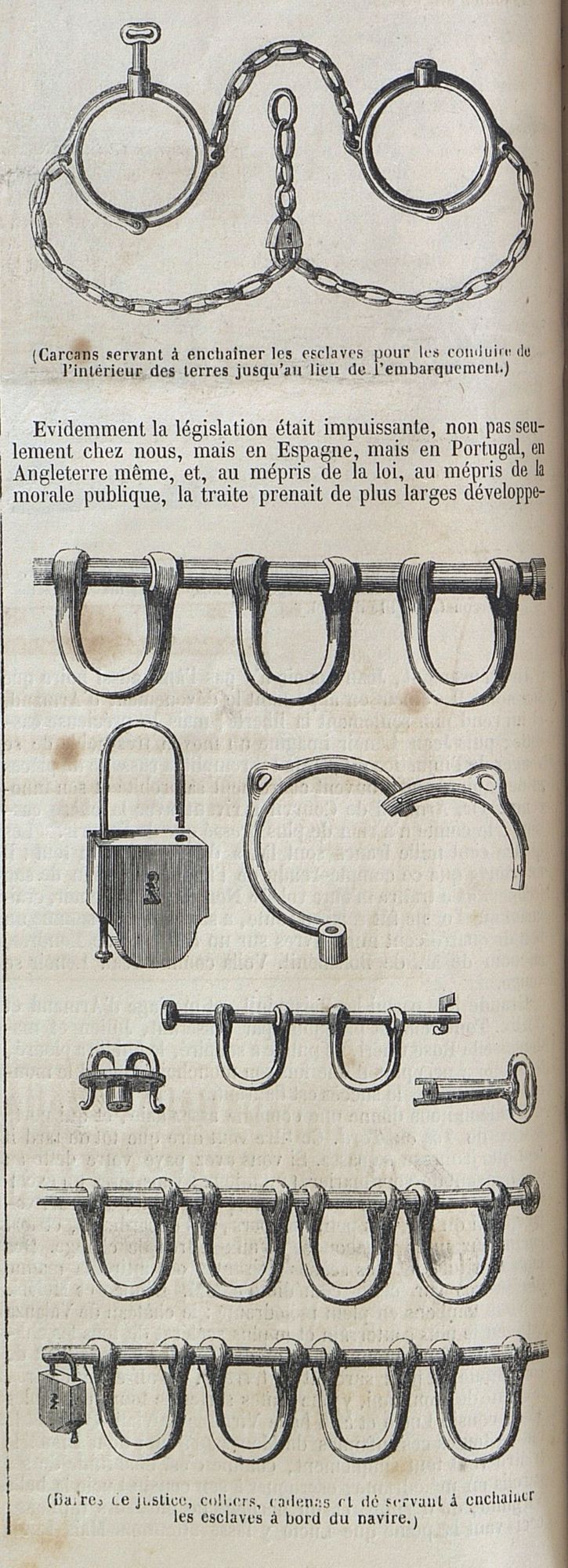 Entraves utilisées pour les esclaves, journal L'Illustration de 1848 - PR 56/1 (AD 71)