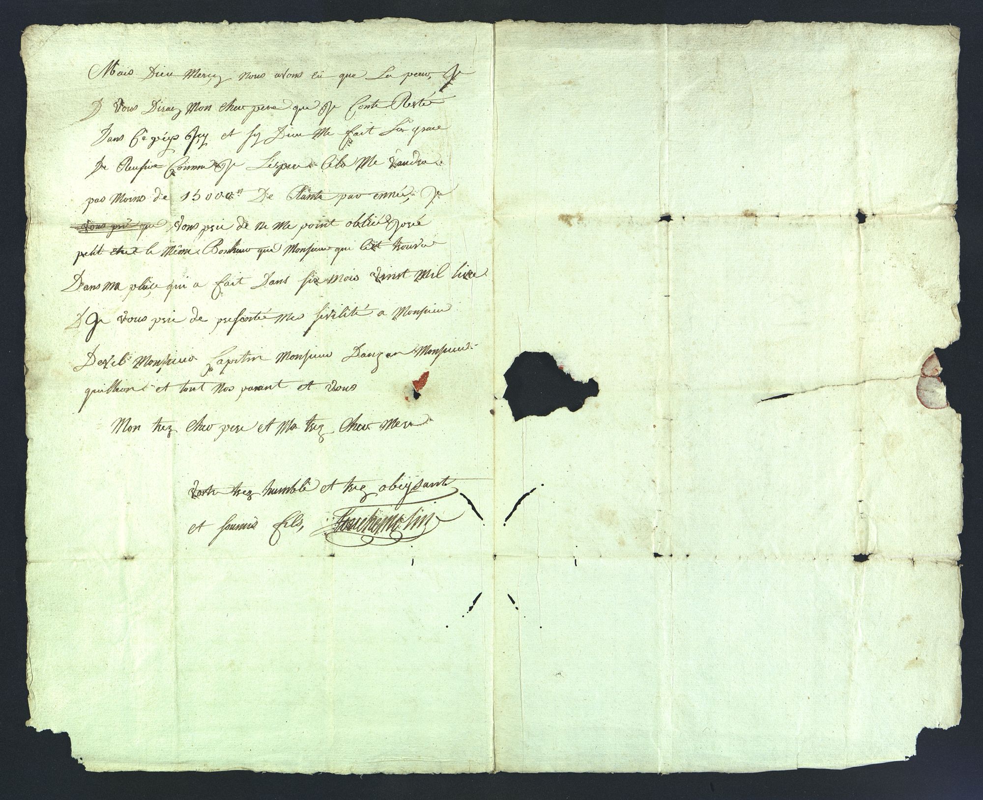 Lettre de Guillaume Touchemoulin à ses parents, 29 mai 1842 - F 449 (AD 71)