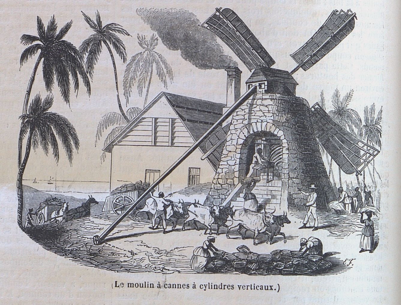Le moulin à canne à sucre, extrait du journal L'Illustration de 1848 - PR 56/2 (AD 71)