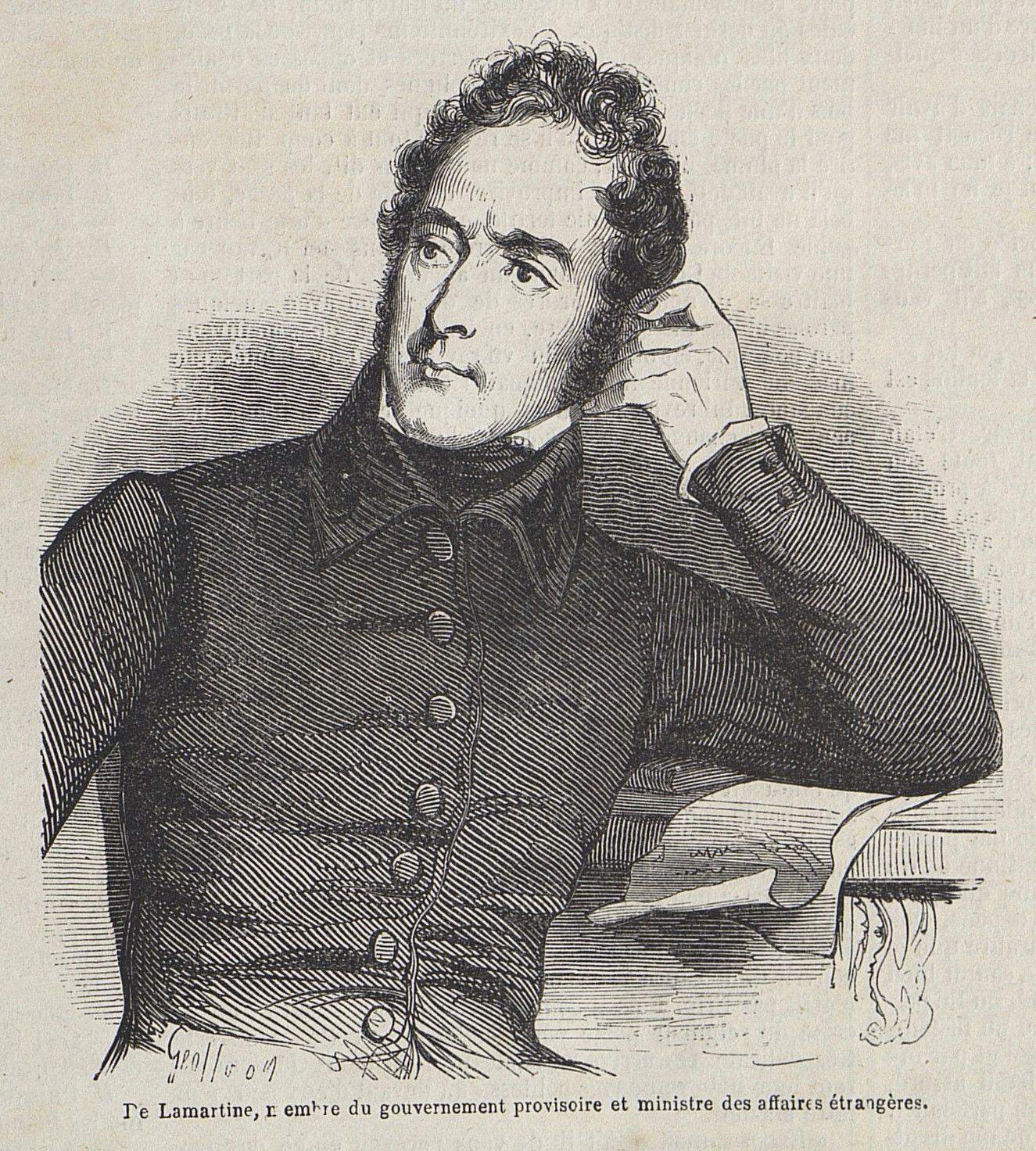 Portrait d'Alphonse de Lamartine dans L'Illustration de 1848 - PR 56/5 (AD 71)