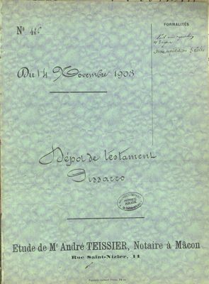 Pépites d'archives, testament de C. Pissaro (3E 24162)