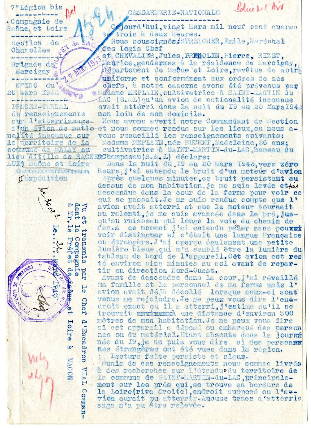 Mars 1943 : l'atterrissage clandestin de Jean Moulin à Melay