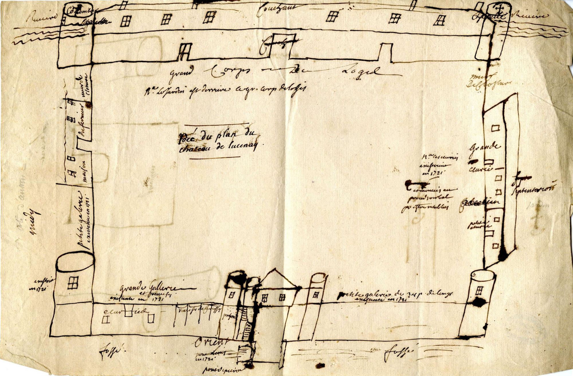 Plan-relevé du château de Lucenay-L'Evêque (1712)