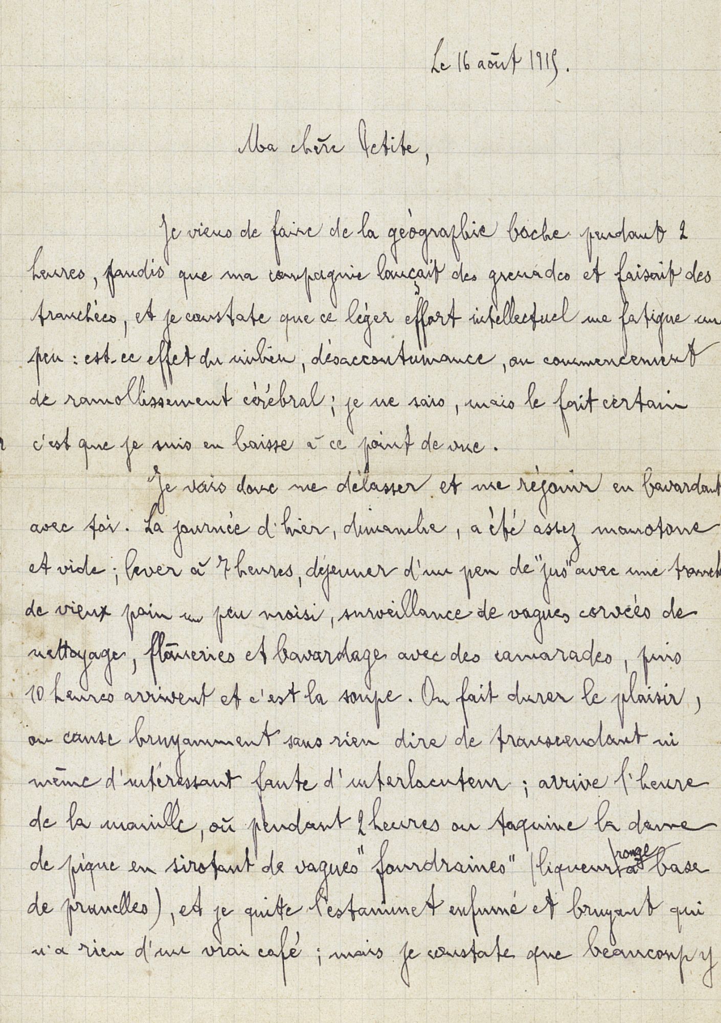 Lettre du 16 août 1915