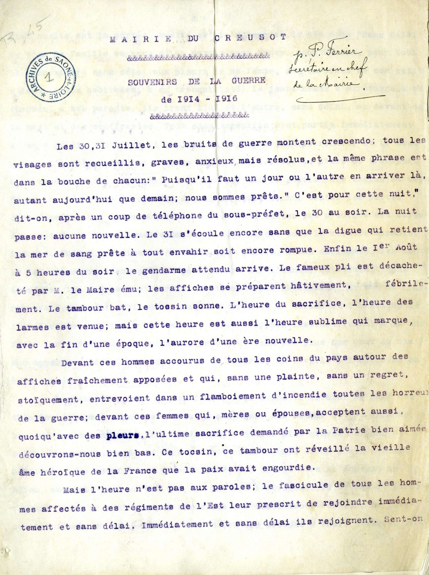 Livret 1914-1915 page 1