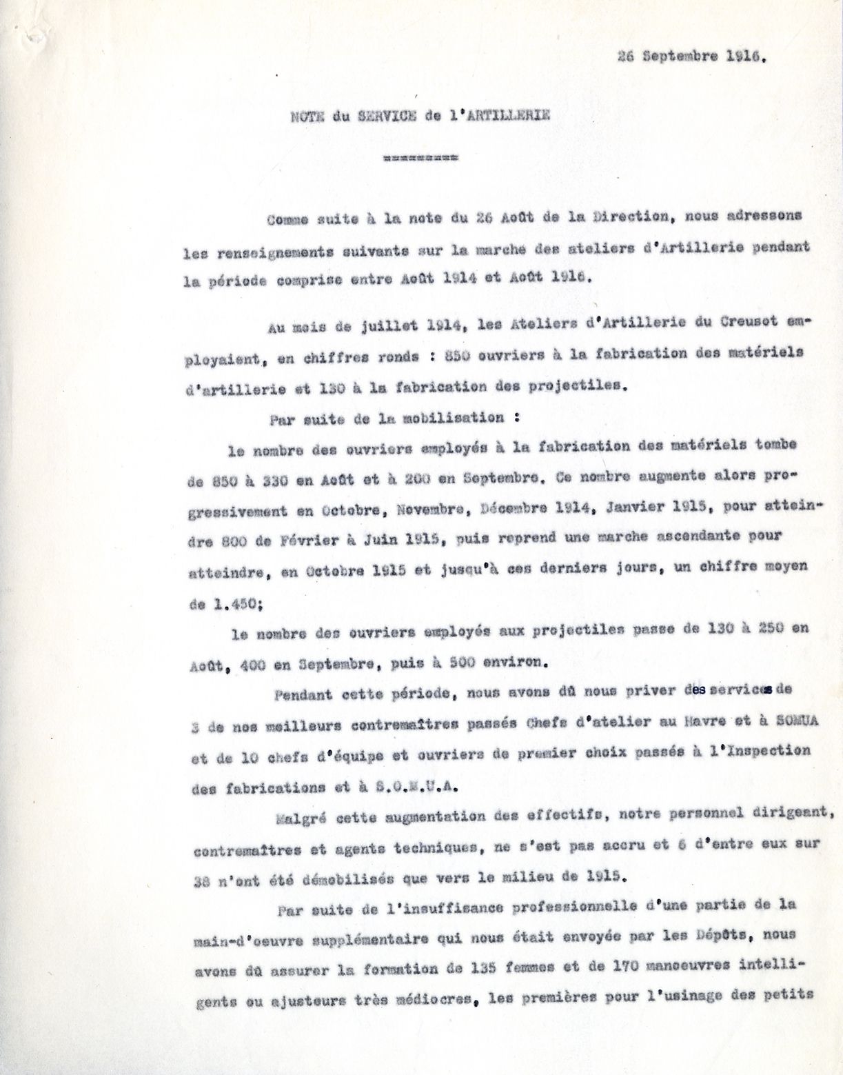 Note dactylographiée. Collection AFB SS1150-05-09