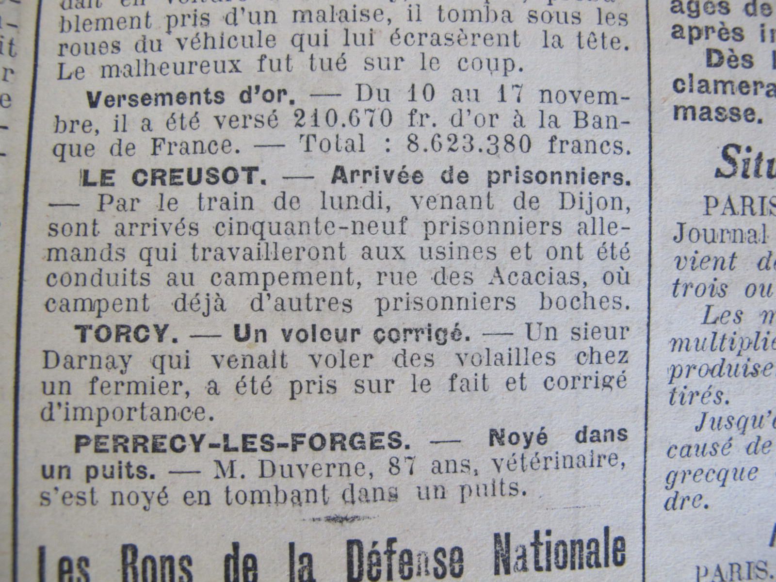 Le Progrès de Saône-et-Loire, 23 novembre 1916. ADSL PR 97/79