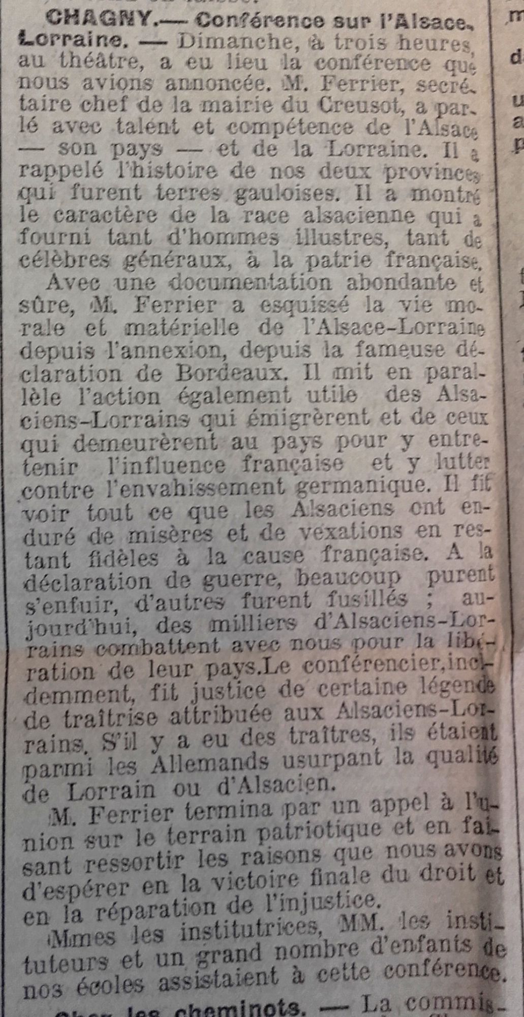 Le Progrès  de Saône-et-Loire,  27 mars 1918. ADSL, PR 97/82