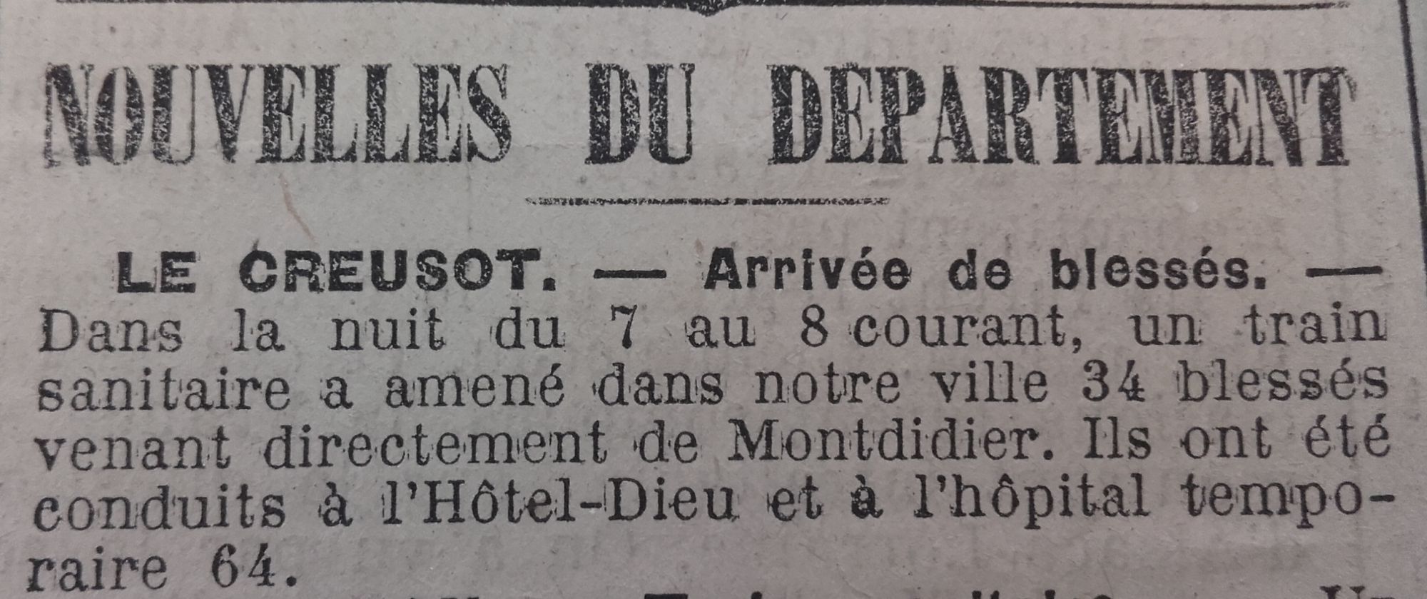 Le Progrès de Saône-et-Loire, 11 avril 1918. ADSL, PR 97/82 