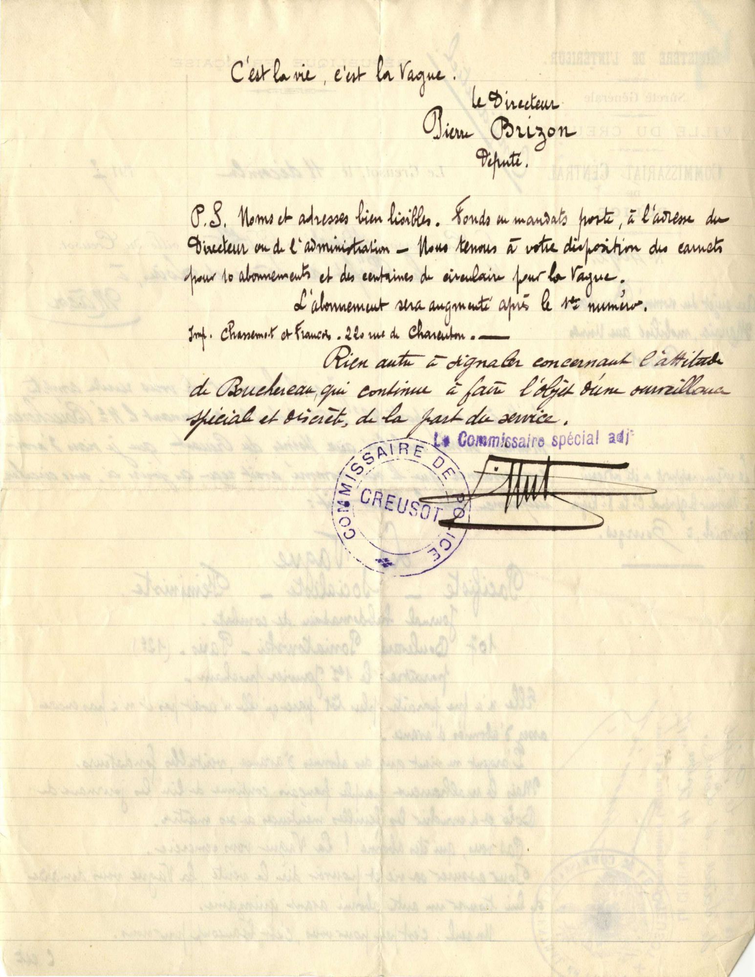 La Vague, 11 décembre 1917, p.2. AD71 M 3311