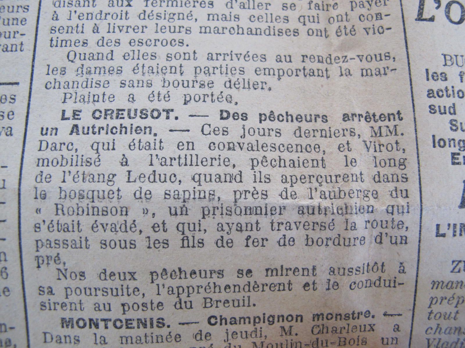 Le Progrès de Saône-et-Loire, 18 septembre 1916. ADSL, PR 97/79
