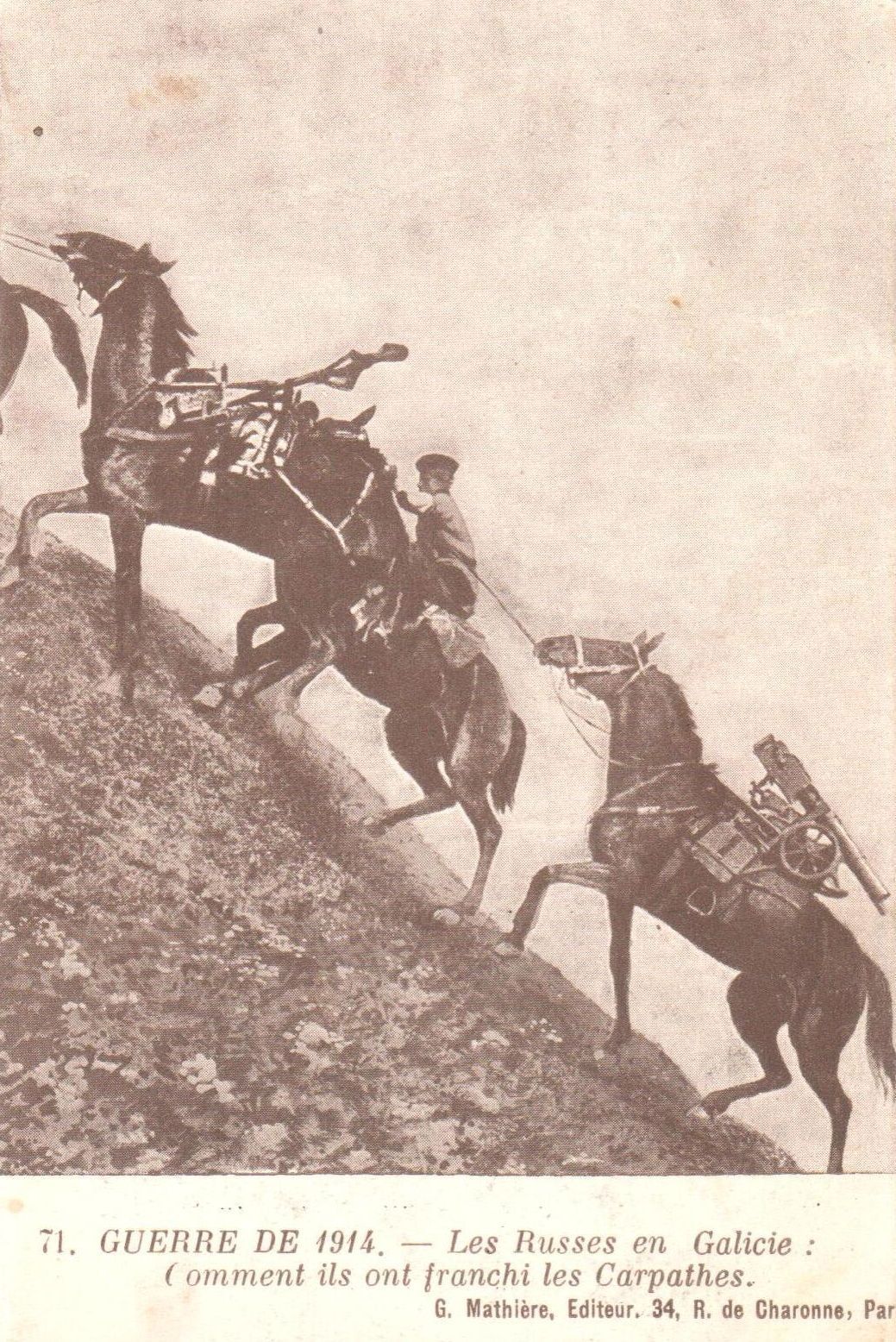 Guerre de 1914. Les Russes en Galicie. Louis Rochette à son fils Marcel. Carte en circulation le 28 décembre 1914. Collection Rochette.