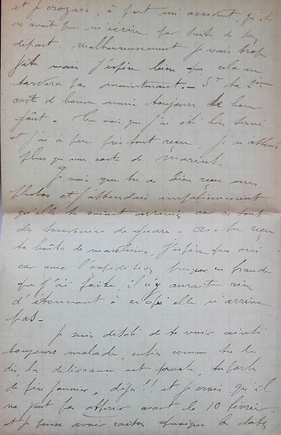 Lettre de Jean Jusot à son épouse Jeanne, 2 janvier 1915, page 2/4. CUCM, dépôt Famille Jusot